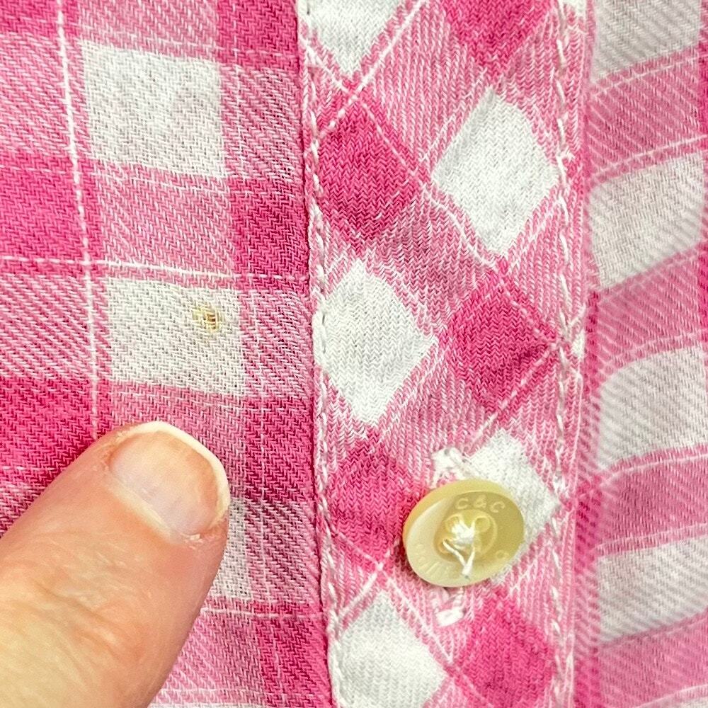 C&C California Women’s Long Sleeve Button Up Shirt Pink Plaid Sz‎ M 100% Cotton - Picture 9 of 12